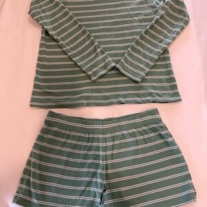 Women's Green Striped Pajama Set